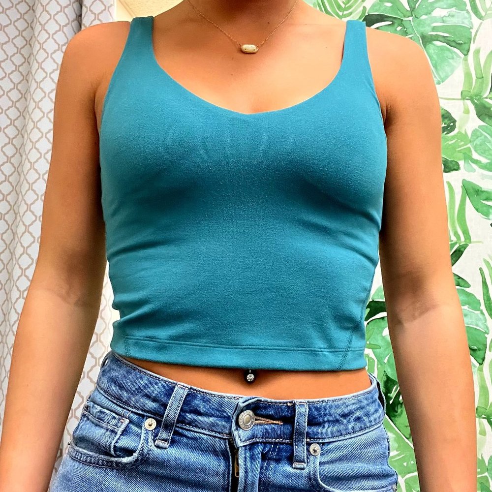 Blue work out cropped tank top